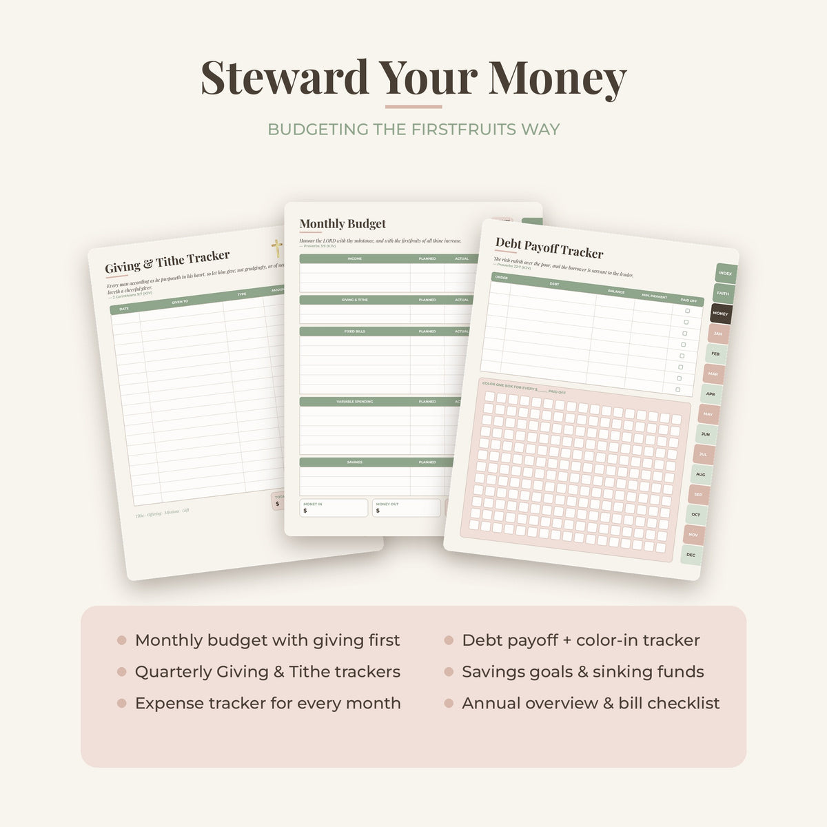 Firstfruits Planner – Christian Faith & Finance Digital Planner | Undated, Hyperlinked