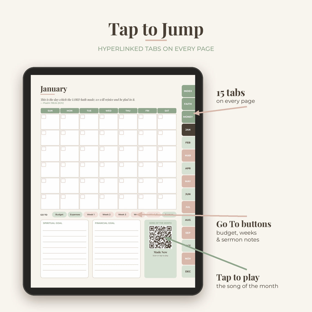 Firstfruits Planner – Christian Faith & Finance Digital Planner | Undated, Hyperlinked