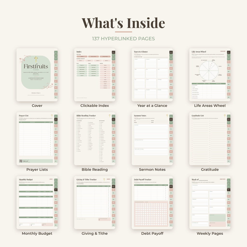 Firstfruits Planner – Christian Faith & Finance Digital Planner | Undated, Hyperlinked